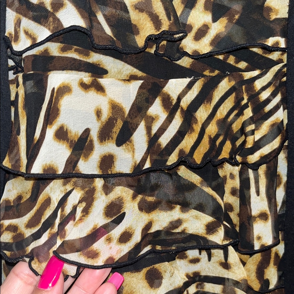 Chico's Black Cardigan with Animal Print Layer - Picture 6 of 6